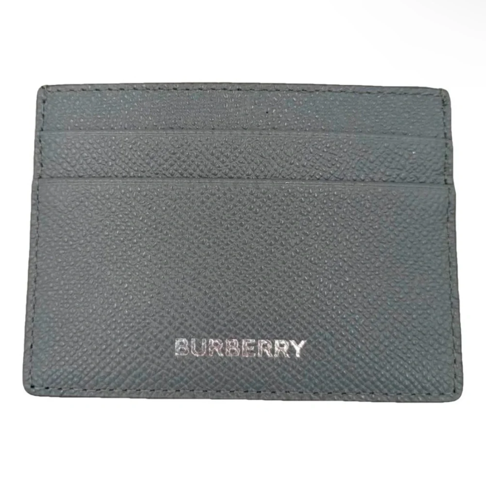 Burberry Sandon Card Case Wallet Embossed Logo Leather Storm Grey *NWT*